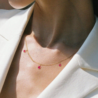 Eros Fringe Necklace, 3 Charm