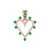 Angel Halo Heart Charm, Emerald